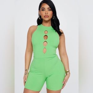 Fashionnova lime green romper size M. New with tags.
